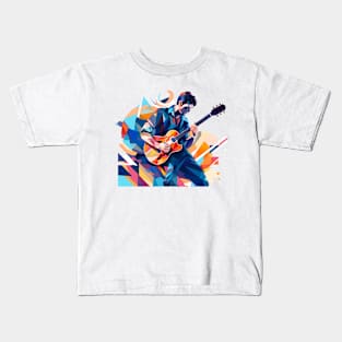 Blues Serenade - Guitarist in Vibrant Hues Kids T-Shirt